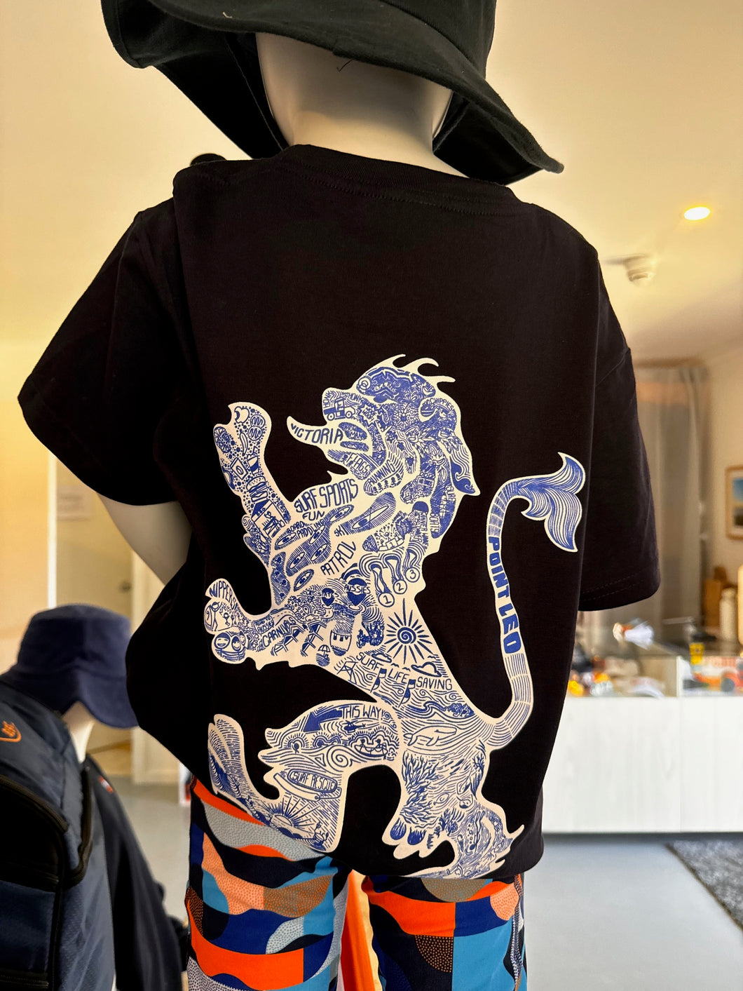 T-Shirt - Navy Decal Lion Print - Children's and Adults